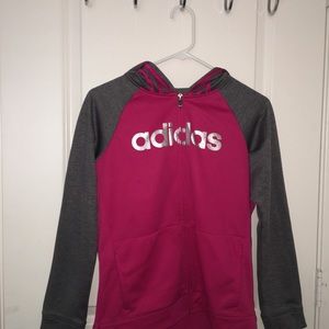 Size 14/16 pink and gray adidas jacket